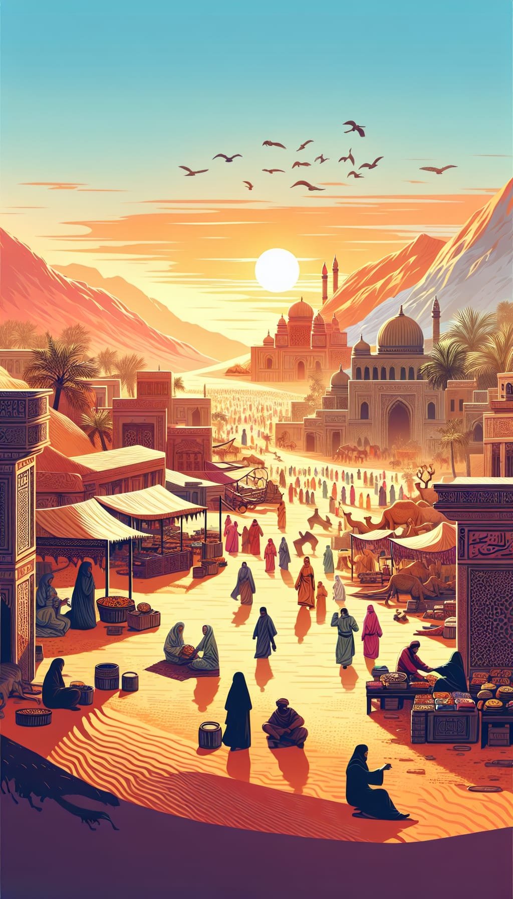 Le marché au coucher de soleil