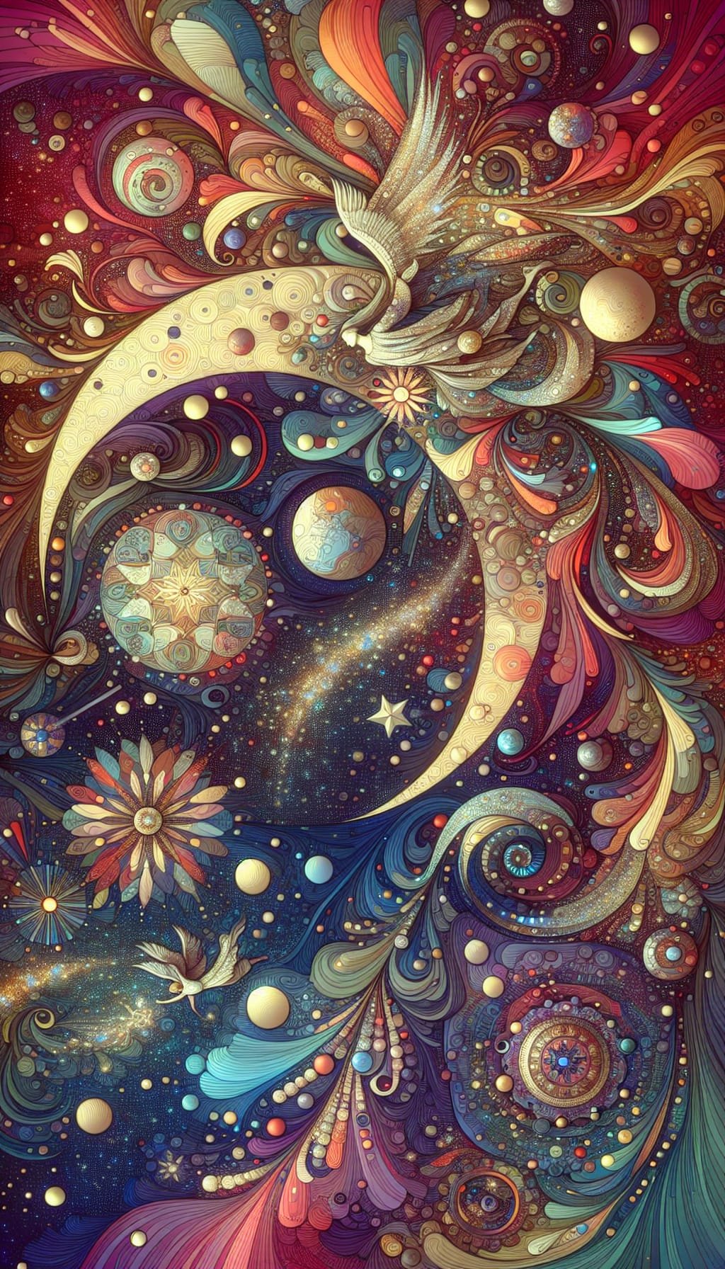 Cosmic Blossoms: A Dance of Nature and the Stars – Histoire fictive